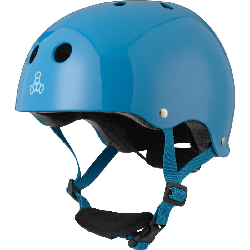 Triple Eight LIL 8 Dual Certified Sweatsaver Kids Skateboard and Bike Helmet with Padded Chin Buckle, Blue Glossy, (3928) - Image 1